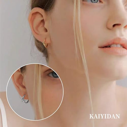 2 Pairs Gold/Silver Hoop Earrings For Women Set Trendy,14K Plated Gold Chunky Huggie Hoop Earings Pack,Oval Twisted Statement Silver Hoops,Fashion Jewelry Gift - color: 20) bow hoops