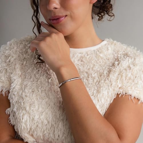 Bangle Bracelets for Women, Dainty Delicate Stacking CZ Diamond Bracelet, 18K Gold Plated Silver, Gold Jewelry, Mother’s Day Gifts for Mom - style: 04-Silver Classic Bangle