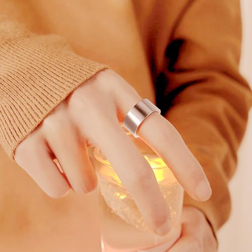 10mm Wide Stainless Steel Ring Simple Stylish Style Rose Gold/Silver Big Band Polished Flat Top for Men Women Size 5-15 - color: Rose Gold