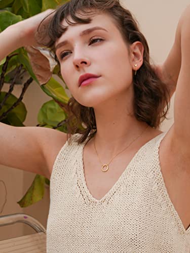 S.Leaf 18K Gold Plated Cubic Zirconia Choker Necklace for Women 925 Sterling Silver Layered Coin Moon Star Heart Circle Crystal Lariat Pendant Necklaces Gifts for Women Trendy - color: Circle_Gold