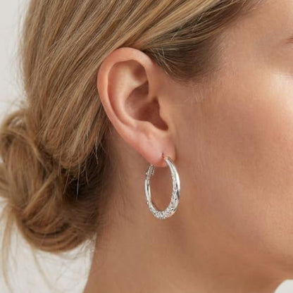 Sonateomber Gold Chunky Crystal Hoop Earrings for Women, Trendy Statement Sparkly CZ Rhinestone Thick Open Hoops Earings Hypoallergenic Wedding Prom Everyday Accessories Fashion Jewelry Gift - color: Silver Textured
