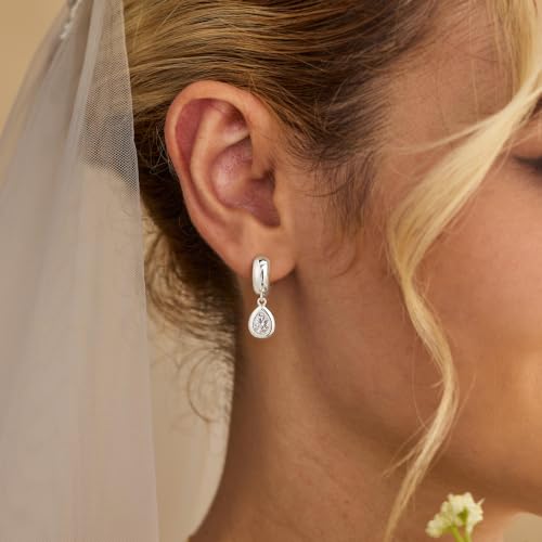 LLWOM Gold Dangle Earrings for Women-Trendy 14K Gold/Silver Plated Cubic Zirconia Huggie Hoop Earrings Teardrop Earrings Lightweight Hypoallergenic Statement Jewelry Gifts for Women - color: S-Teardrop Hoop