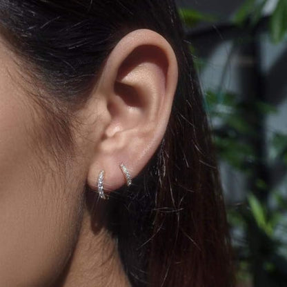micuco 3 Pairs Small Hoop Earrings Tiny Cartilage Earrings for Women Men | Cubic Zirconia Earrings Huggie Hoop Ear Piercing Earrings for 8mm 10mm 12mm - color: 16# Silver 8mm