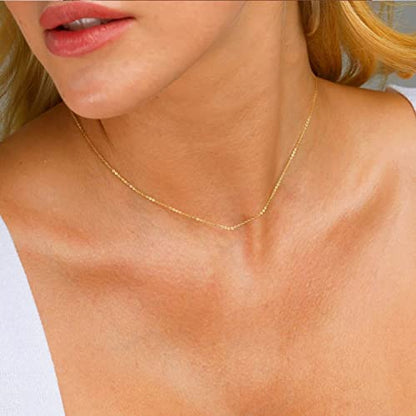 Aisansty Dainty Layered Choker Necklaces Handmade Coin Tube Star Pearl Pendant Multilayer Adjustable Layering Chain Gold Plated Necklaces Set for Women - color: Gold, style: Gold- Layered Disc