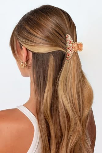LILIE&WHITE Acrylic Pink Hair Clips For Women Cherry Hair Clip Claw Clips | With The Rhinestone Pattern In Red Cherry Strong Hair Fix Hair Clips Accessories Fashion Hair Claw For Women - color: HC21221C