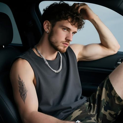 Stainless Steel Gothic Y2K Punk Rock Emo Biker Pendant Necklace | Cosplay Vintage Viking Alt Edgy Fashion Charm Necklace Jewelry for Men Women Active Daily Wear - style: Chunky Barbed Wire