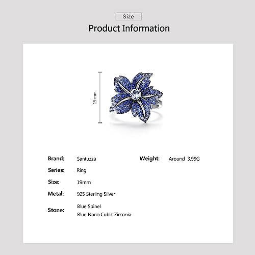 Santuzza Sterling Silver Gemstone Flower Ring for Women - color: [A]Lily-Blue