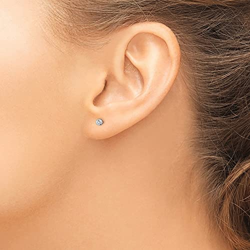 Diamond2Deal 14k White Gold 3mm Cubic Zirconia Bezel Stud Earrings Len-0.14 In, Wid-0.12 In