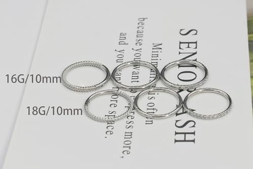 16G 18G 6mm 8mm 10mm Hinged Clicker Segment CZ Twisted Clicker Nose Rings Hoop Helix Cartilage Daith Tragus Sleeper Earrings Body Piercing for Women Men - style: 18G - 10mm - 3Pcs Steel