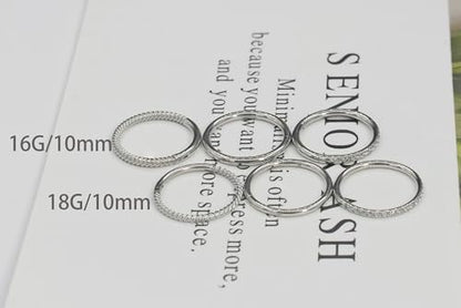 16G 18G 6mm 8mm 10mm Hinged Clicker Segment CZ Twisted Clicker Nose Rings Hoop Helix Cartilage Daith Tragus Sleeper Earrings Body Piercing for Women Men - style: 18G - 10mm - 3Pcs Steel