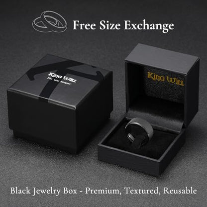 King Will 8mm Mens Hammered Tungsten Rings Matte Brushed Finish | Beveled Edge, Comfort Fit, Durable, Everyday Wear - color: Black 10mm