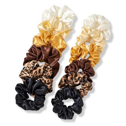 12PCS Satin Scrunchies Pack for Women and Girls, Soft Silk Hair Ties for Sleeping, No-Damage Satin Ponytail Holders for Thick or Curly Hair - color: A