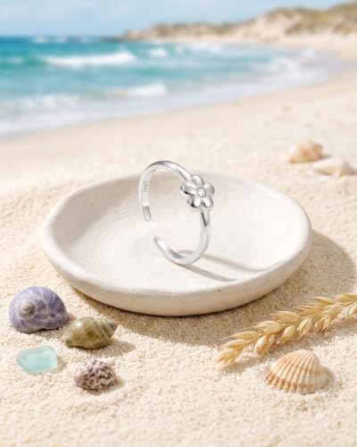 XAYAH 925 Sterling Silver Dainty Flower CZ Toe Ring for Women Daughter Mom | 14K Gold Plated Non Tarnish Stylish Toe Rings Waterproof Adjustable Summer Beach Party Foot Band Ring Wedding Jewelry Gifts - color: Silver