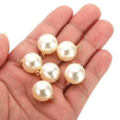 PATIKIL Pearl Charm, 100pcs Pearl Beads Faux Pearl Pendant Charm DIY for Jewelry Making Bracelets Earrings Necklace Crafts - color: Golden Beige, size: 16mm