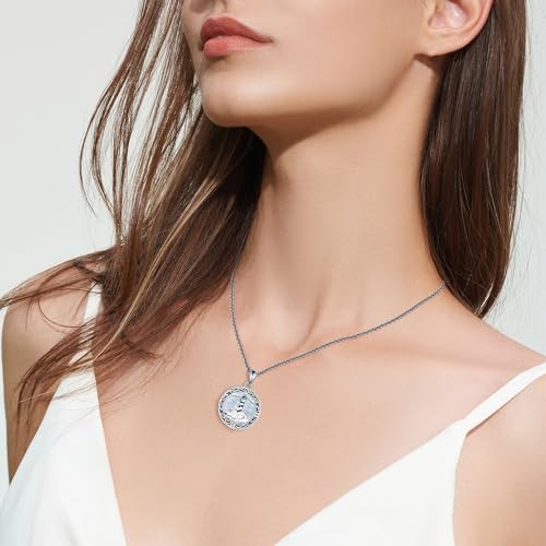 ONEFINITY Lighthouse Necklace for Women Sterling Silver Lighthouse Pendant Necklace Birthday Jewelry Gift for Women - color: Opal Compass lighthouse
