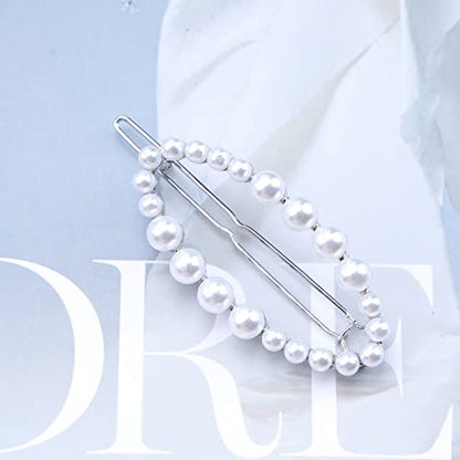 Andelaisi Hair Clip, Silver Circle Pearl Hairpin Clip, Vintage Hollow Circle Hair Barrette, Geometric Head Clip Accessories for Women and Girls