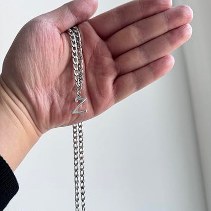 Stainless Steel Initial A-Z Necklace for Men Women,Cuban Chain,Titanium Steel Initial Letter Pendant Charm Necklaces Accessories Jewelry for Woman Man,21 Inch Chain - color: Z