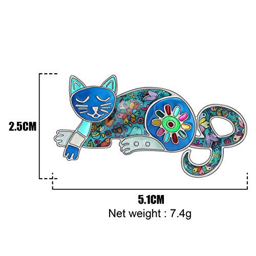 NEWEI Cat Brooch Pins for Women Girls Jacket Bag Charms Cat Pins Jewelry Gifts - color: Navy Blue