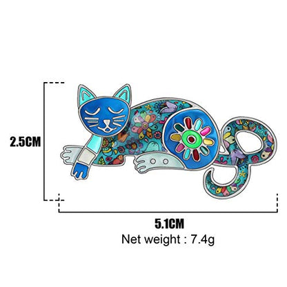 NEWEI Cat Brooch Pins for Women Girls Jacket Bag Charms Cat Pins Jewelry Gifts - color: Navy Blue