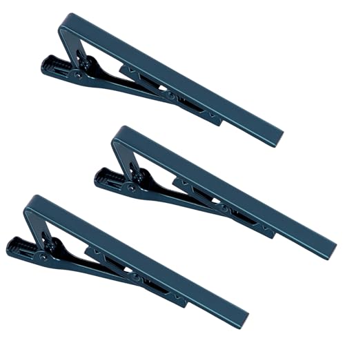 Roctee Tie Clips for Men, 3 Pack Men's Tie Clips Necktie Tie Bars Tie Pins for Men Accessories - style: Navy