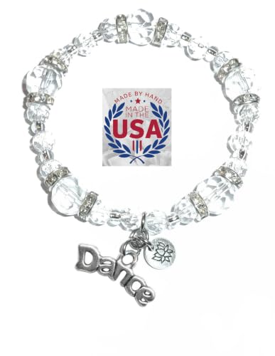Hidden Hollow Beads Women's Crystal Stretch Charm Bracelet Handmade USA Inspirational Friendship Gift Jewelry for Her - style: Dance