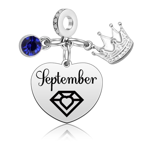 Birthday Gifts for Women Birthstone Charms for Bracelets Necklaces Jewelry Gift for Mom Wife Daughter Granddaughter Niece Sister Girlfriend - color: September