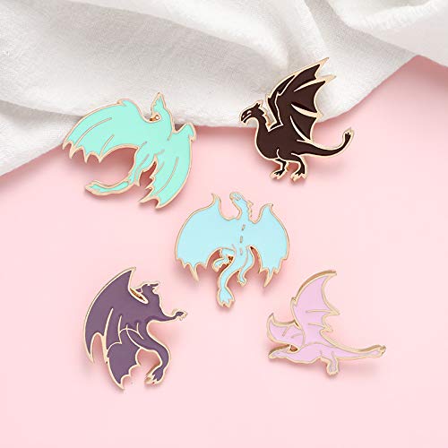 Cute Enamel Pin Set Lapel Pins Brooches Cartoon Brooch Badge Pins for Clothes Bags Backpack for Women - color: Dragon Set