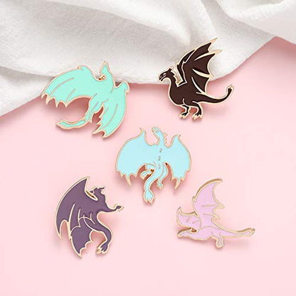 Cute Enamel Pin Set Lapel Pins Brooches Cartoon Brooch Badge Pins for Clothes Bags Backpack for Women - color: Dragon Set
