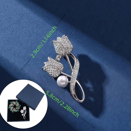 2pcs Rhinestone Brooch Pin for Women Dress Elegant Stylish Crystal Brooches Fashion Accessories Pins Lapel Boutonniere Ideas Wedding Christmas Birthday Jewelry Easter Gift - color: 10 Green/Silver