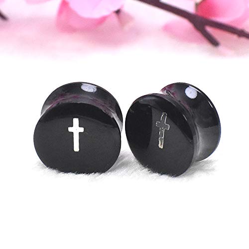 2Pairs Transparent Cross Acrylic Ear Gauges Plugs Double Flared Ear Expander Stretching Kit Ear Piercing Jewelry Size 2g(6mm) to 1''(25mm)