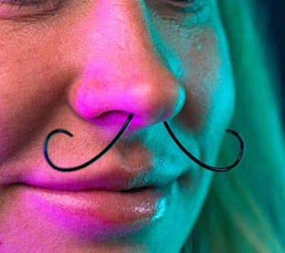 Longita Septum Rings Septum Jewelry 16g 18g Septum Ring Septum Piercing 20g Horseshoe Earring Hoop Lip Ring Silver Black Gold - color: 6pcs black