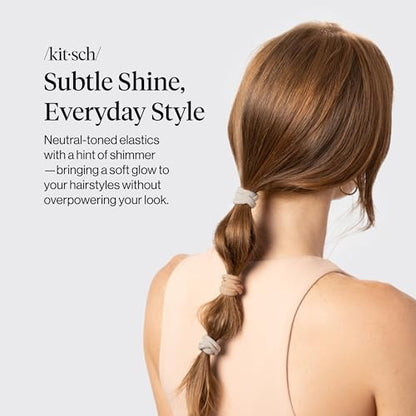Kitsch Elastic Hair Ties No Damage | Stretchable Hair Bands - Neutral 12pcs | Strong All-Day Hold Hair, Rubber Bands For Hair, Ponytail Holders | Hair Accessories for Everyday Use - color: Neutral (Pack of 12)