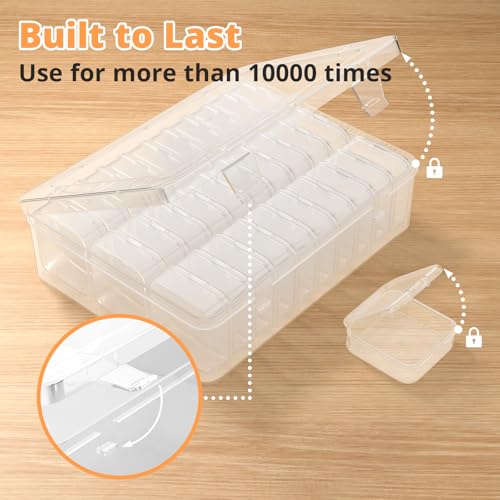 Mathtoxyz Bead Organizer Box, 90Pcs Small Bead Organizers and Storage Plastic Cases Mini Clear Bead Storage Containers Boxes with Hinged Lid and Rectangle for Bracelet Making DIY Jewelry Craft Nail - size: Clear - 3P