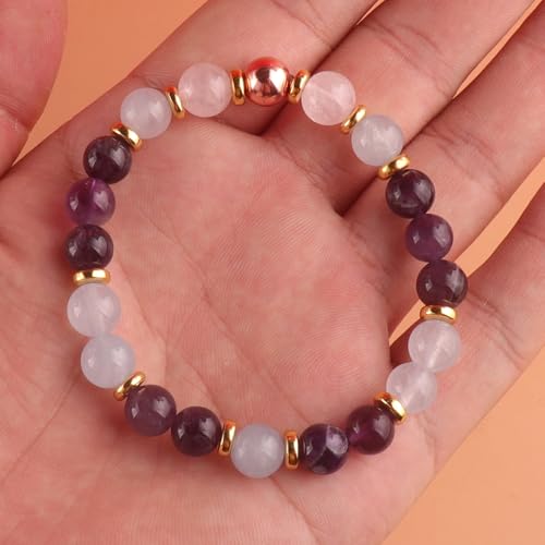 KSQS Healing Stone Bead Bracelet for Women, Natural Gemstones Balance Protection Bracelet, Spiritual Crystal Beads Bracelet Anxiety Relief with Meaning Card - color: Good Vibes