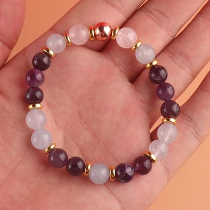 KSQS Healing Stone Bead Bracelet for Women, Natural Gemstones Balance Protection Bracelet, Spiritual Crystal Beads Bracelet Anxiety Relief with Meaning Card - color: Good Vibes