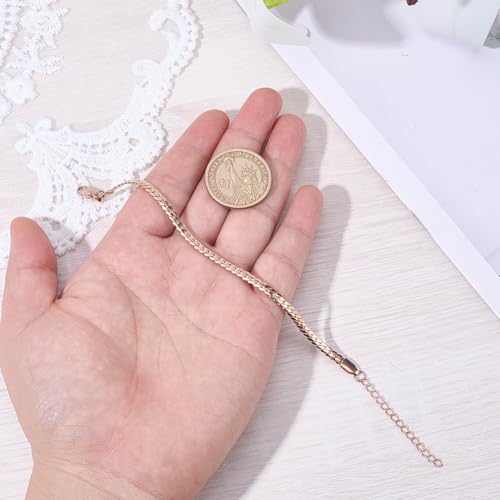 Gold Chain Bracelet for Women Men Stainless Steel Cuban Link Bracelet Trendy Dainty Stackable Snake Chain Gift for Birthdays Anniversaries Father's Day Christmas - color: Gold