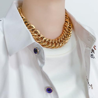SDA Wide Chunky Gold Chain Necklace - Heavy and Waterproof 316L Surgical Steel with 18K Gold Plating for Modern Men and Women into Hip Hop Fashion - color: B601-Gold