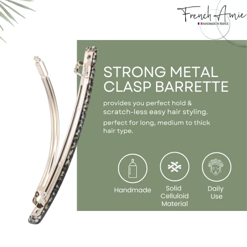 French Amie Long and Thin Opera Large 4 Inch Hair Clip Barrette | Handmade Automatic For Girls Women Teens Adults Everyday Style - color: Opera
