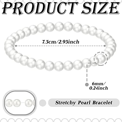 50/100/150 Pcs Pearl Bracelets for Women Wedding Bridal Elastic Faux Pearl Bracelet for Party Favor Jewelry Gifts - color: White