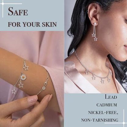 Heather's cf Star Charms for Jewelry Making Silver Tibetan Star Moon Snowflake Pendants Non Tarnish Metal Earring Charm for Bracelets Necklaces Earrings DIY Jewelry Making Supplies - color: Silver Star - 150Pc