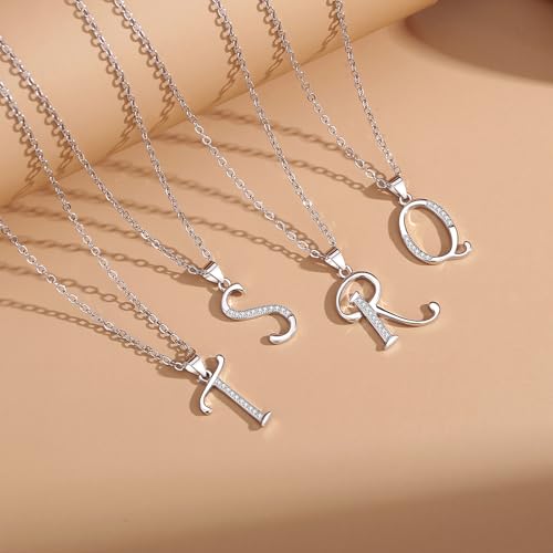 VIKI LYNN Dainty Initial Letter Pendant Necklace for Women | Cubic Zirconia Initial Jewelry, Personalized Letter Necklace, Dainty Women Jewelry, Birthday Gift Idea for Her, Mom and Wife - color: Silver, style: Silver-S