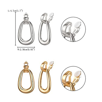 FANZE 2-3 Pairs Clip on Earrings Drop Earrings Set,Big Matte Gold Earrings Statement Earrings Jewelry Gift for Women - color: Set-6