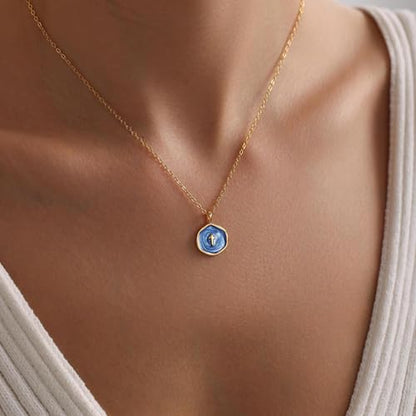 Tewiky Cross Necklace for Women 14k Gold Plated Cross Pendant Necklaces | Cute Necklaces for Women,Jewelry ,Graduation Gift for Her - color: Deep navy blue