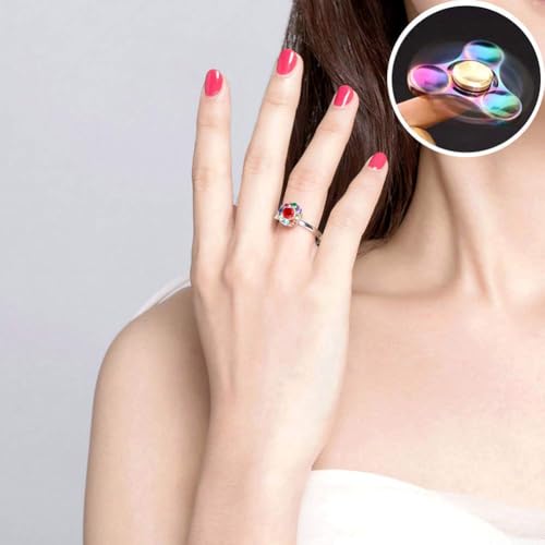 Fidget Rings for Anxiety, Womens Focus Spinner Ring, Discreet Boredom Relieving Ring Stacking Finger Promise Engagement Gift - color: Spinner Ring A Colorful