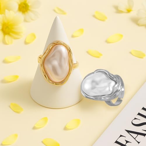 Heart Rhinestone Pearl Finger Rings Promise Eternity Heart Finger Rings Trendy Crystal Love Ring Minimalist Love Ring Supplies for Women Birthday Party DIY Decoration Craft - style: Pearl