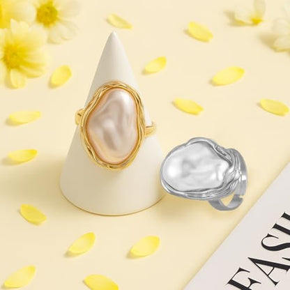Heart Rhinestone Pearl Finger Rings Promise Eternity Heart Finger Rings Trendy Crystal Love Ring Minimalist Love Ring Supplies for Women Birthday Party DIY Decoration Craft - style: Pearl