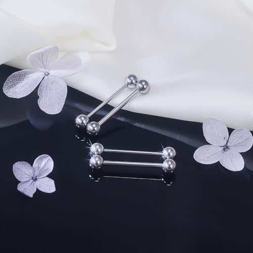 Ruifan Grade 23 Titanium Internally Threaded Nipple Piercing Jewelry Barbell Ring PA Tongue Rings Nipple Straight Body Piercing Jewelry for Women Men 16G 14G 12G 8G 6G 4G 2G - size: 14GA - 3/4" (19mm)