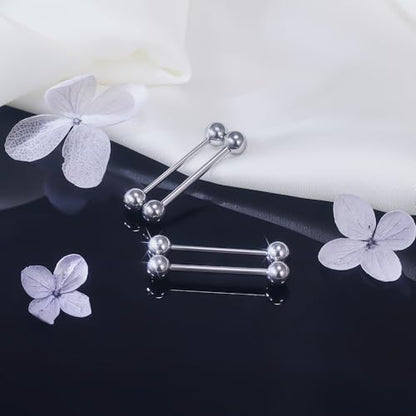 Ruifan Grade 23 Titanium Internally Threaded Nipple Piercing Jewelry Barbell Ring PA Tongue Rings Nipple Straight Body Piercing Jewelry for Women Men 16G 14G 12G 8G 6G 4G 2G - size: 14GA - 3/4" (19mm)