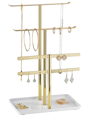 pickpiff Jewelry Organizer: 12.5" Sturdy Stand for 80 Pcs Jewelry, Shiny Gold - color: Mirrored Gold, size: 12.5" Height