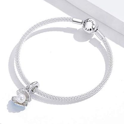 Animal Charms for Bracelets 925 Sterling Silver Bead Charms Bee Butterfly Fox Charm Fits Bracelets and Necklaces Cute Charms for Women - color: White Pearl